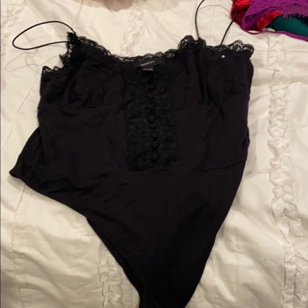 Black bodysuit lace with buttons